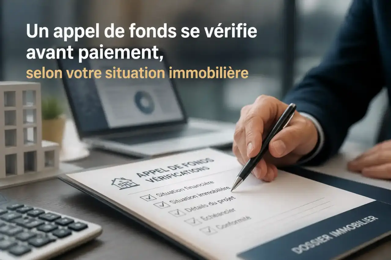 Un appel de fonds se vérifie avant paiement, selon votre situation immobilière