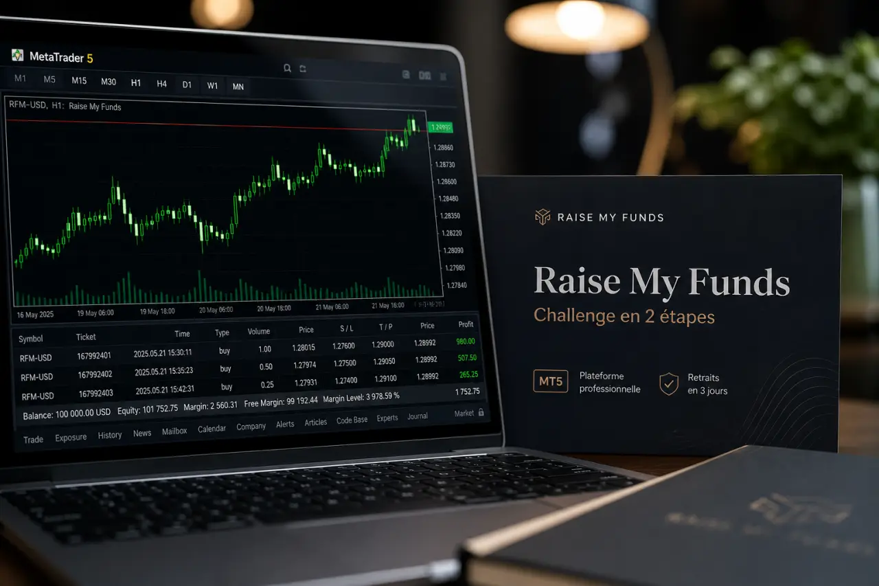 Raise My Funds : challenge en 2 étapes, MT5 et retraits en 3 jours