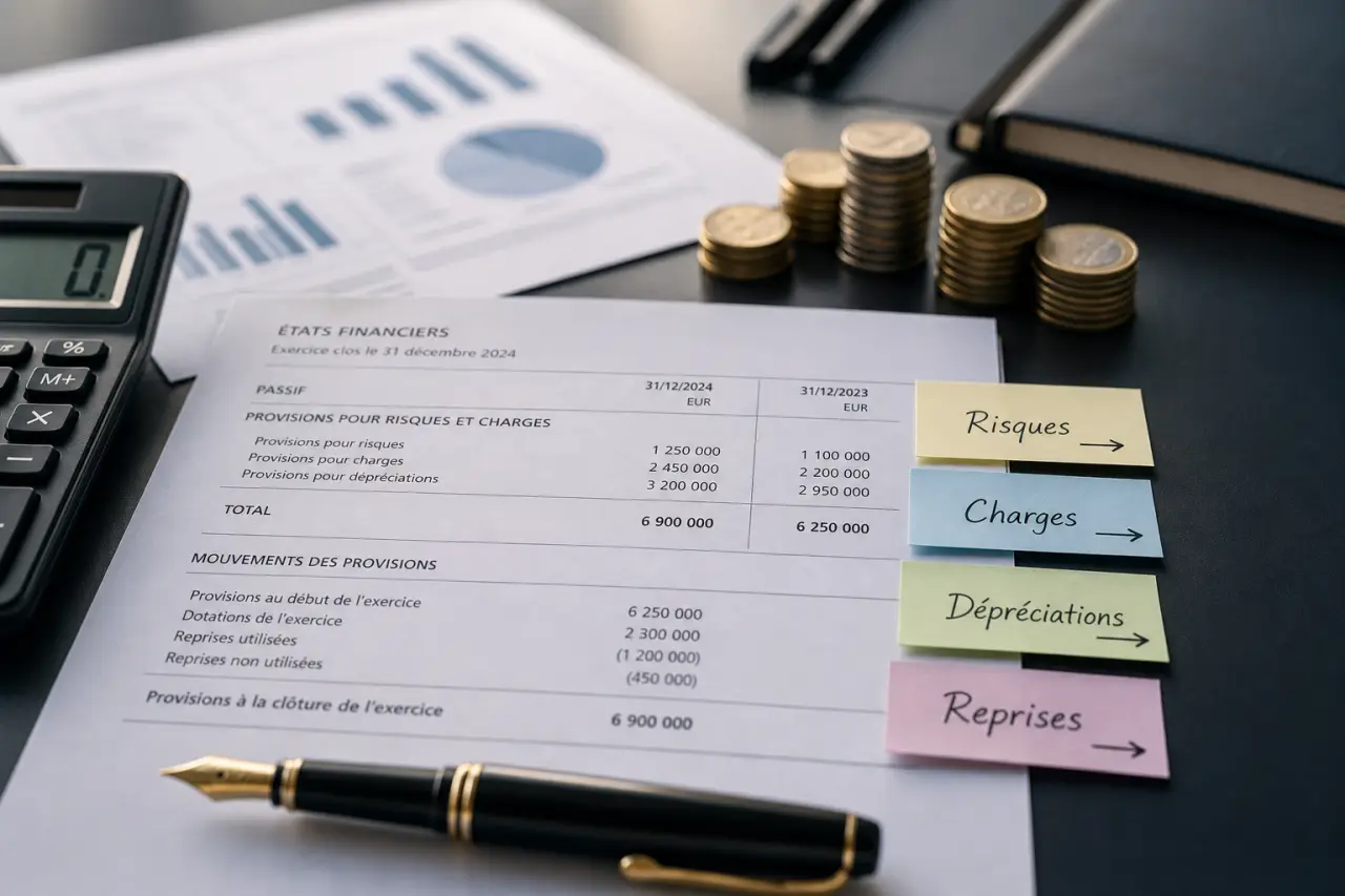 Provision en comptabilité : distinguer risques, charges, dépréciations et reprises