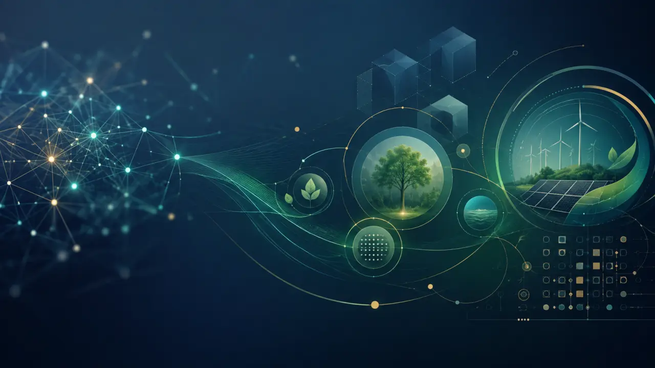 Visualisation abstraite d'une IA à impact et de courbes de croissance