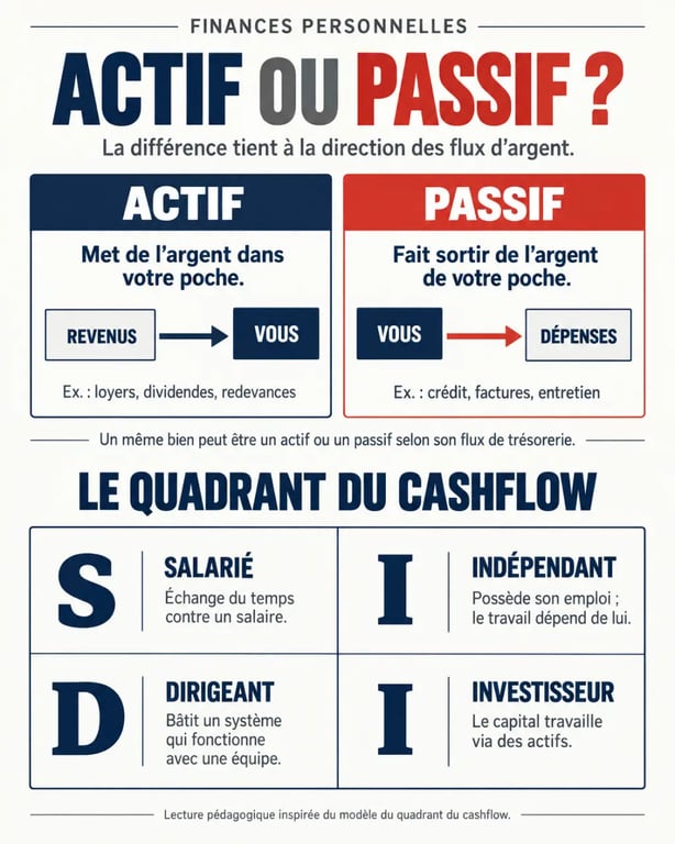Robert T. Kiyosaki : distinction entre actifs, passifs et quadrant du cashflow