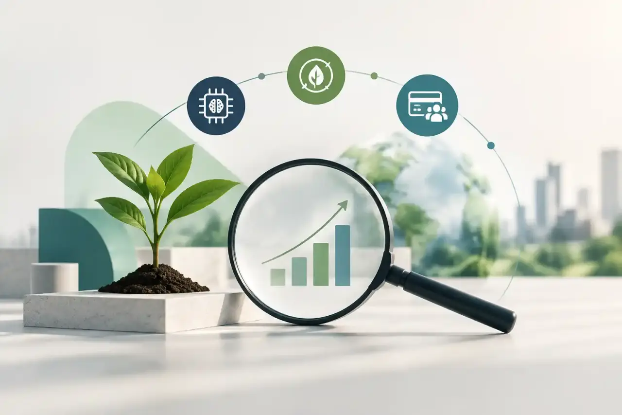 Illustration abstraite de la mesure de l’impact et de la croissance d’une startup