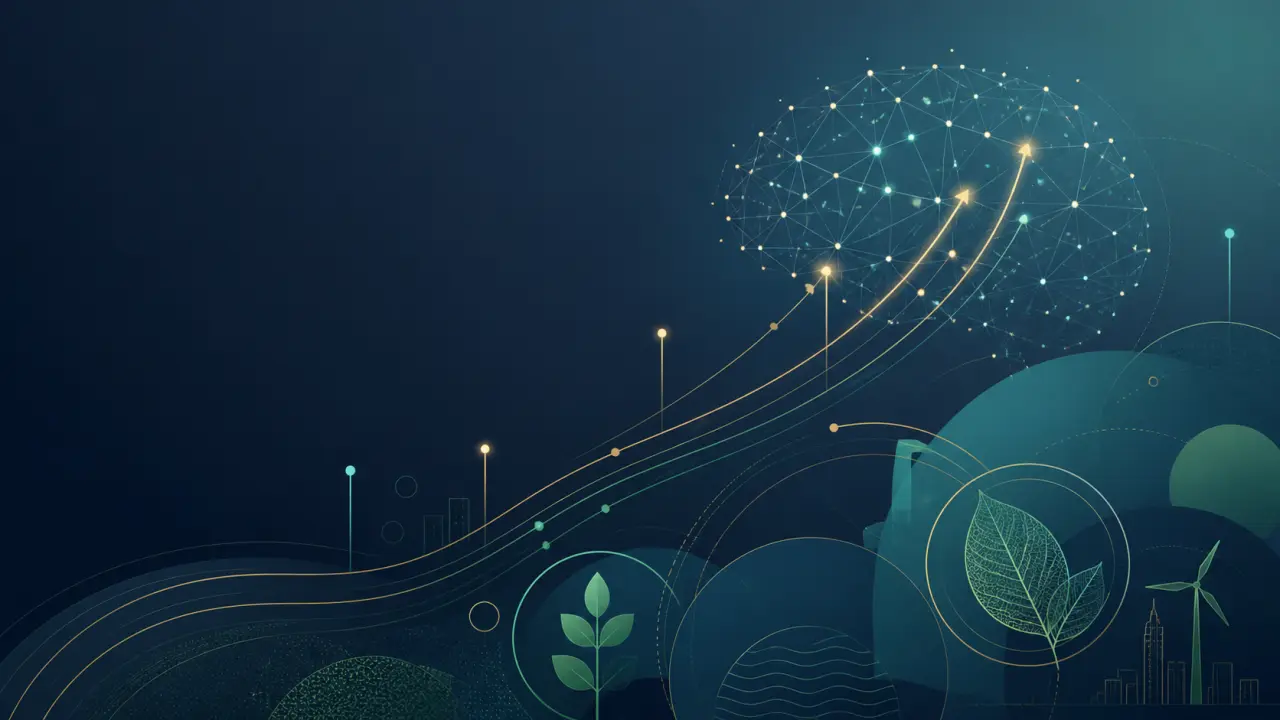 Illustration abstraite d'une levée de fonds pour une startup d'intelligence artificielle à impact